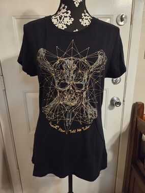 Tokyo Disney Pirates Of The Caribbean Tee with Gold Geometric Skull